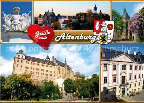 AK / Ansichtskarte Altenburg_Thueringen Figur Triumphbogen Schloss Zwinger Schlosskirche St Georg Corps de Logis Altenburg Thueringen