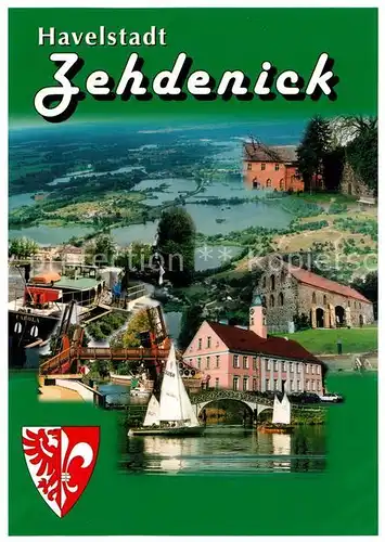 AK / Ansichtskarte Zehdenick Klosterhof Tonstichlandschaft Klosterscheune Rathaus Dammhastscheune Wappen Zehdenick