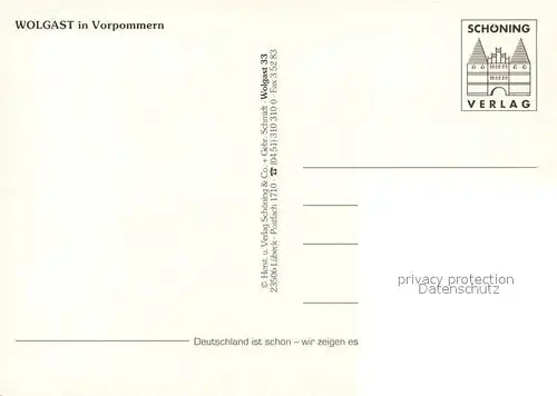 AK / Ansichtskarte Wolgast_Mecklenburg Vorpommern Tor zur Insel Usedom Sehenswuerdigkeit der Stadt Wolgast