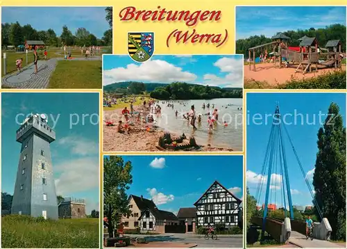 AK / Ansichtskarte Breitungen_Werra Naherholungszentrum Kiessee Markt Werrabruecke Aussichtsturm Pless Breitungen Werra