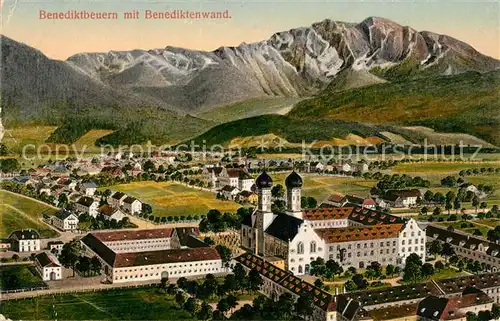 AK / Ansichtskarte Benediktbeuern Panorama mit Kloster Benediktenwand Bayerische Voralpen Kuenstlerkarte Benediktbeuern