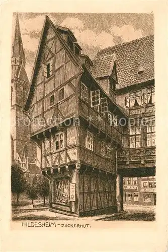 AK / Ansichtskarte Hildesheim Zuckerhut Fachwerkhaus Altstadt Kuenstlerkarte Hildesheim