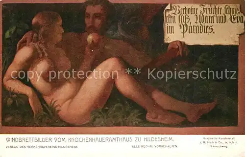 AK / Ansichtskarte Hildesheim Windbrettbilder vom Knochenhaueramtshaus Kuenstlerkarte Hildesheim