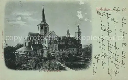 AK / Ansichtskarte Hildesheim St Godehardikirche im Mondschein Hildesheim