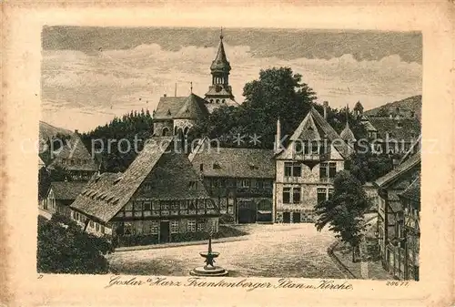 AK / Ansichtskarte Goslar Frankenberger Plan Brunnen Kirche Kuenstlerkarte Goslar