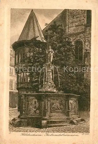 AK / Ansichtskarte Hildesheim Rolandsbrunnen Kuenstlerkarte Hildesheim