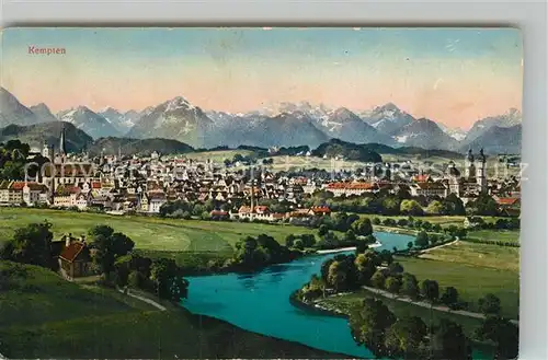 AK / Ansichtskarte Kempten_Allgaeu Gesamtansicht mit Alpenpanorama Kempten Allgaeu