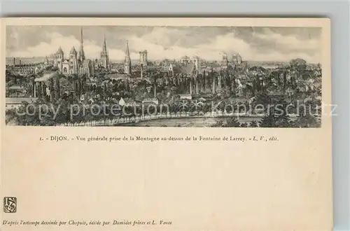 AK / Ansichtskarte Dijon_Cote_d_Or Vue generale prise de la Montagne au dessus de la Fontaine de Larrey Kuenstlerkarte Dijon_Cote_d_Or