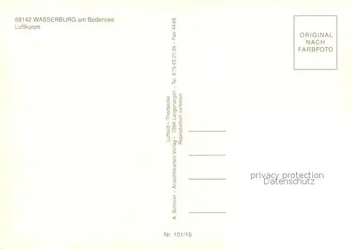 AK / Ansichtskarte Wasserburg_Bodensee Fliegeraufnahme Halbinsel Wasserburg Bodensee