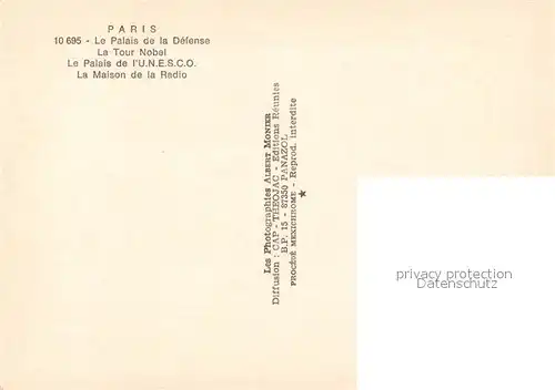 AK / Ansichtskarte Paris Fliegeraufnahme Palais de la Defense Tour Nobel Palais de UNESCO  Paris