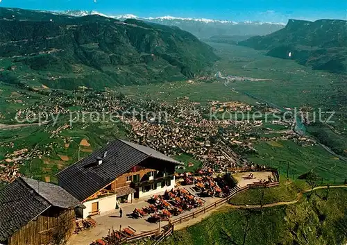 AK / Ansichtskarte Merano_Suedtirol Fliegeraufnahme Hochmut Berg Restaurant Merano Suedtirol