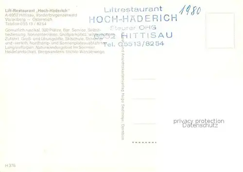 AK / Ansichtskarte Hittisau_Vorarlberg Lift Restaurant Hoch Haederich Hittisau Vorarlberg
