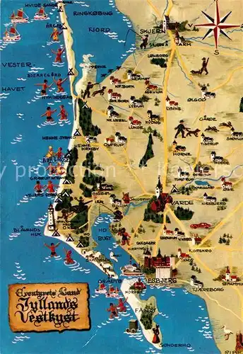 AK / Ansichtskarte Henne_Strand Landkarte Jyllands Vestkyst Henne_Strand