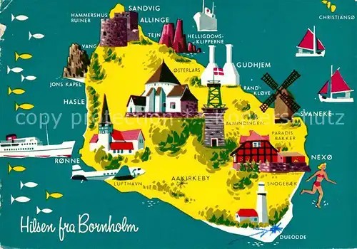 AK / Ansichtskarte Bornholm Lageplan  Bornholm