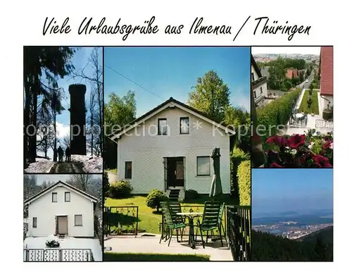 AK / Ansichtskarte Ilmenau_Thueringen Ferienhaus Hoffmann Aussichtsturm Panorama Ilmenau Thueringen