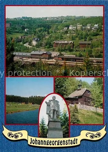 AK / Ansichtskarte Johanngeorgenstadt Panorama Sommerbad Denkmal Kurfuerst Johann Georg I Schauberwerk Gloeckl Johanngeorgenstadt