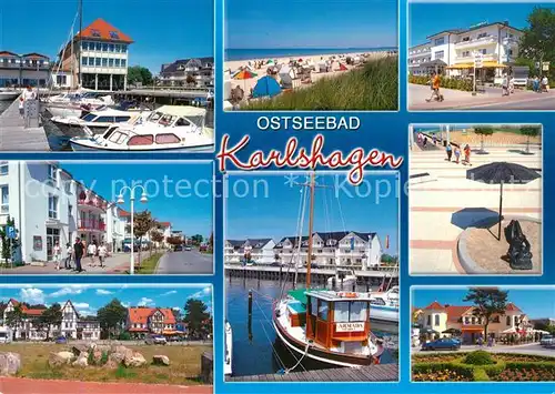 AK / Ansichtskarte Karlshagen Hafen Strand Promenade Fischkutter Karlshagen