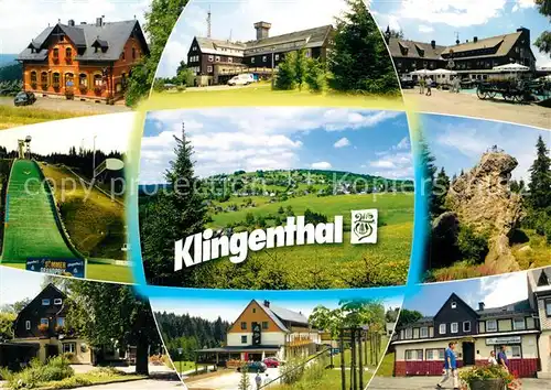 AK / Ansichtskarte Klingenthal_Vogtland Berggasthaus Jugendherberge Hotel Waldgut Vogtland Arena Aschberg Topasfelsen Schneckenstein Restaurant Friedenshoehe Gasthaus Aschbergschaenke Klingenthal_Vogtland