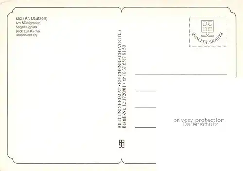 AK / Ansichtskarte Klix_Bautzen Am Muehlgraben Segelflugplatz Kirche Teilansichten Klix Bautzen