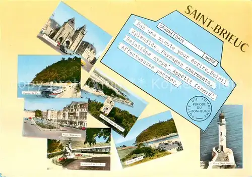 AK / Ansichtskarte Saint Brieuc_Cotes d_Armor La Cathedrale Cesson le Port Place Dugueselin Monument Le Braz La Baie Tour de Cesson Entree du Port La Phare Saint Laurent Saint Brieuc_Cotes d