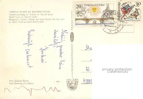 AK / Ansichtskarte Tyrsova Chata na Suchem Vrchu Tyrsova