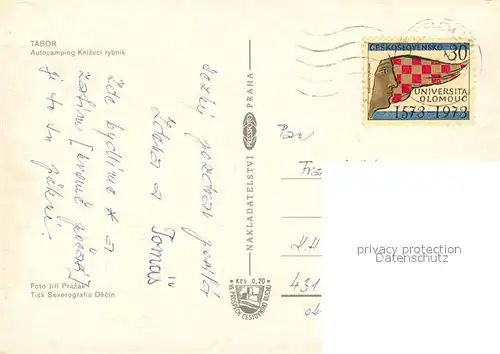 AK / Ansichtskarte Tabor Autocamping Knizeci Rybnik Details Tabor