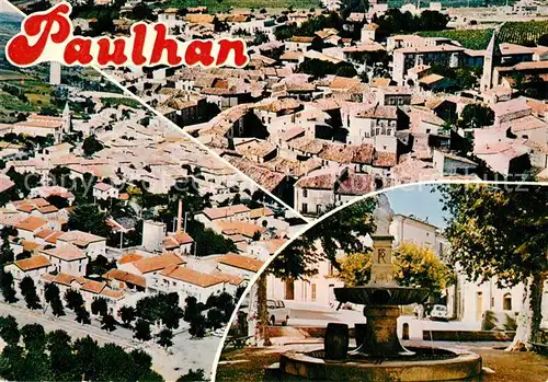 AK / Ansichtskarte Paulhan Vue generale aerienne la place du Griffe Paulhan