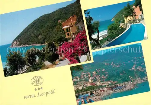 AK / Ansichtskarte Moneglia_Liguria Hotel Leopold Fliegeraufnahme Moneglia Liguria