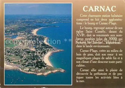 AK / Ansichtskarte Carnac_Morbihan La corniche et les plages vue aerienne Histoire Collection Couleurs de Bretagne Carnac Morbihan