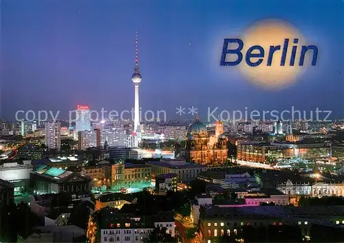 AK / Ansichtskarte Berlin Stadtpanorama mit Fernsehturm Nachtaufnahme Berlin