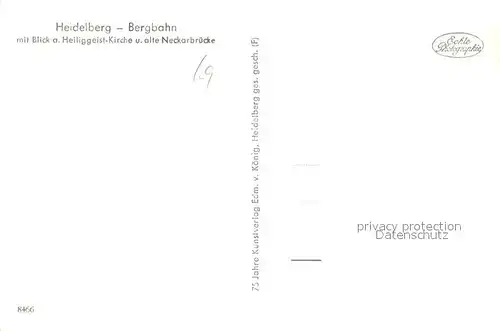 AK / Ansichtskarte Heidelberg_Neckar Bergbahn mit Blick auf Heiliggeist Kirche und alte Neckarbruecke Heidelberg Neckar
