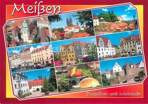 AK / Ansichtskarte Meissen_Elbe_Sachsen Frauenkirche Albrechtsburg Dom Burgberg Kleinmarkt Marktplatz Rathaus Akademie Gebaeck Meissner Fummel Stadtmauer Meissen_Elbe_Sachsen