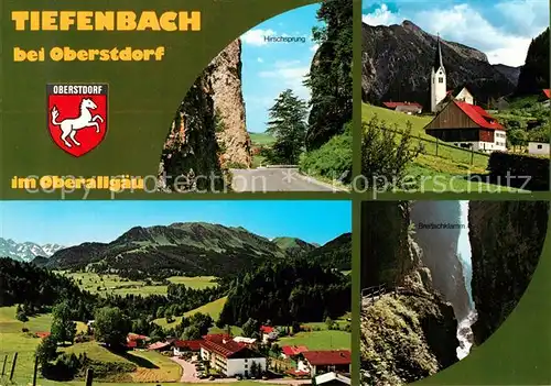 AK / Ansichtskarte Tiefenbach_Oberstdorf Landschaftspanorama Alpen Hirschsprung Felsen Kirche Breitachklamm Schlucht Tiefenbach_Oberstdorf