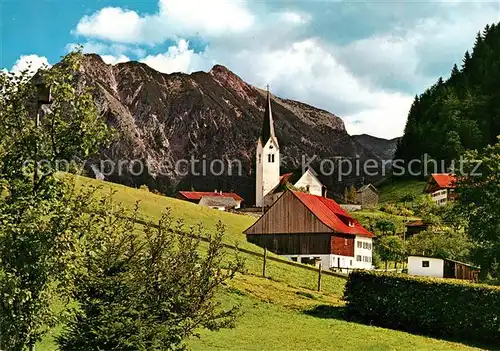 AK / Ansichtskarte Tiefenbach_Oberstdorf Ortsmotiv mit Kirche Rubihorn Nebelhorn Allgaeuer Alpen Tiefenbach_Oberstdorf