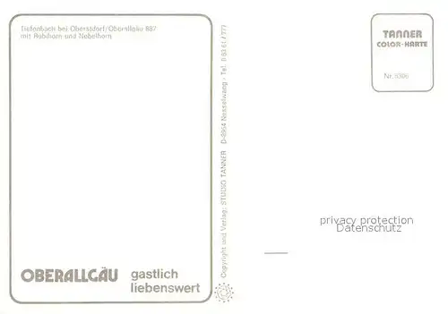 AK / Ansichtskarte Tiefenbach_Oberstdorf Ortsmotiv mit Kirche Rubihorn Nebelhorn Allgaeuer Alpen Tiefenbach_Oberstdorf