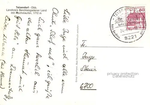 AK / Ansichtskarte Teisendorf_Oberbayern Ortsansicht mit Kirche Hochstaufen Chiemgauer Alpen Teisendorf Oberbayern