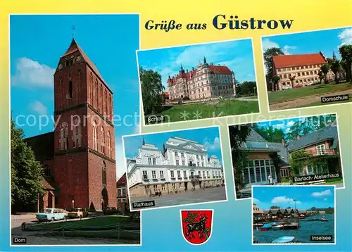 AK / Ansichtskarte Guestrow_Mecklenburg_Vorpommern Dom Schloss Domschule Rathaus Barlach Atelierhaus Inselsee Guestrow_Mecklenburg