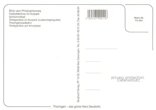 AK / Ansichtskarte Friedrichroda Blick vom Philosophenweg Freilichtbuehne Kurpark Schwimmbad Trinkpavillon Thueringerwaldbahn Kirchplatz Friedrichroda