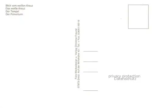 AK / Ansichtskarte Greiz_Thueringen Panorama Blick vom weissen Kreuz Tempel Pulverturm Greiz Thueringen