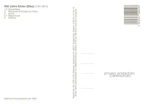 AK / Ansichtskarte Elster_Bad Gierseilfaehre Restaurant Eiscafe Zur Faehre Kirche Wappentiere Rathaus Elster_Bad