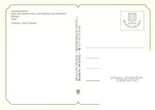 AK / Ansichtskarte Erfurt Augustinerkloster Haus Zum Breiten Herd Gildehaus Fischmarkt Rathaus Anger Strassenbahn Erfurt