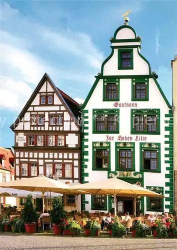 AK / Ansichtskarte Erfurt Gasthaus Zur Hohen Lilie Gruene Apotheke Fachwerkhaus Erfurt