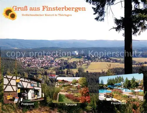 AK / Ansichtskarte Finsterbergen Panorama Blick vom hohen Koernberg Postpoint Kurzone Freibad Finsterbergen