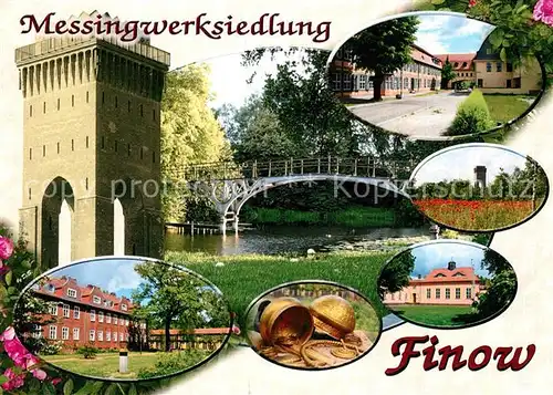 AK / Ansichtskarte Finow_Eberswalde Messingwerksiedlung Wasserturm Bruecke Finow Eberswalde