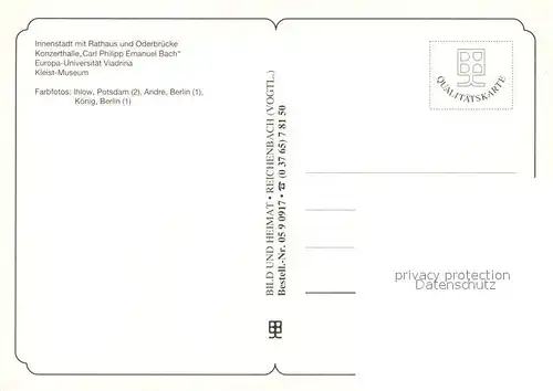 AK / Ansichtskarte Frankfurt_Oder Innenstadt Rathaus Oderbruecke Konzerthalle Europa Universitaet Viadrina Kleist Museum Frankfurt Oder