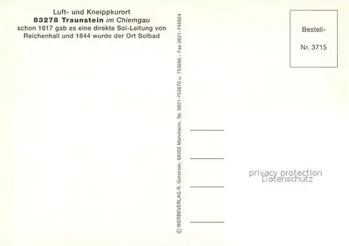 AK / Ansichtskarte Traunstein_Oberbayern Gesamtansicht mit Alpenpanorama Kirche Kurhaeuser Strassencafe Traunstein_Oberbayern