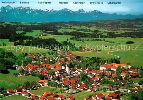 AK / Ansichtskarte Steingaden_Oberbayern Alpenpanorama Fliegeraufnahme Steingaden Oberbayern