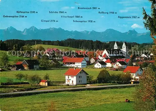 AK / Ansichtskarte Steingaden_Oberbayern Ortsansicht mit Kirche Alpenpanorama Steingaden Oberbayern