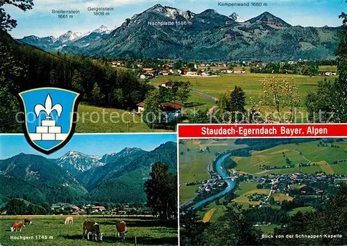 AK / Ansichtskarte Staudach Egerndach Landschaftspanorama Bayerische Alpen Blick von der Schnappen Kapelle Viehweide Kuehe Staudach Egerndach