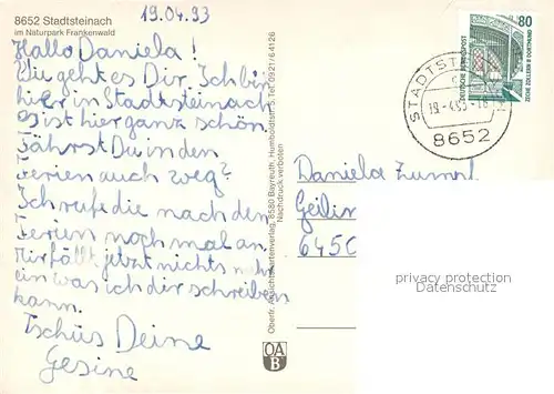 AK / Ansichtskarte Stadtsteinach Ortsansicht mit Kirche Naturpark Frankenwald Stadtsteinach